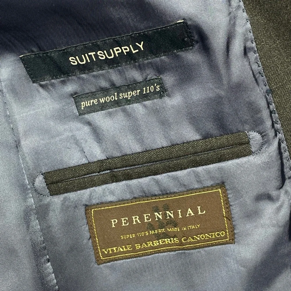 Suit Supply Vitale Barberis Canonico Super 110s Wool Blazer Charcoal Grey 38L